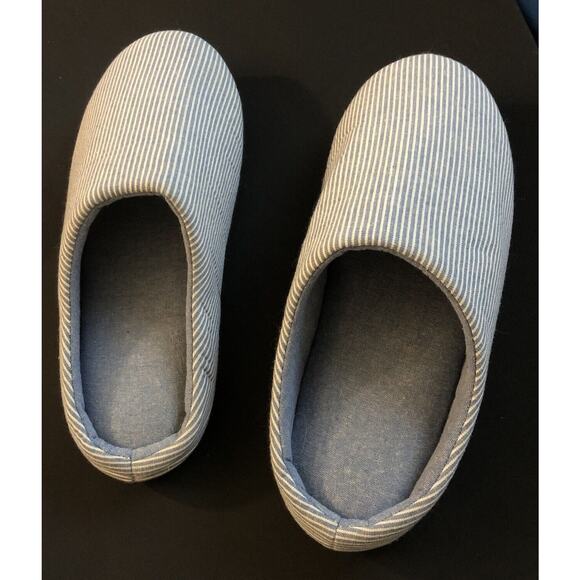 Millstrand Striped Blue & White Soft Slipper Warm Indoor Flat Slides Nonslip 7 - Picture 6 of 16